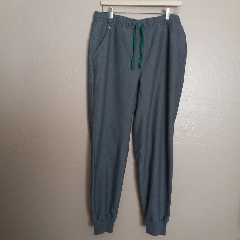 Figs Tansen Jogger Scrub Pants Graphite Gray w/ Green Drawstring Style MXXSW2004